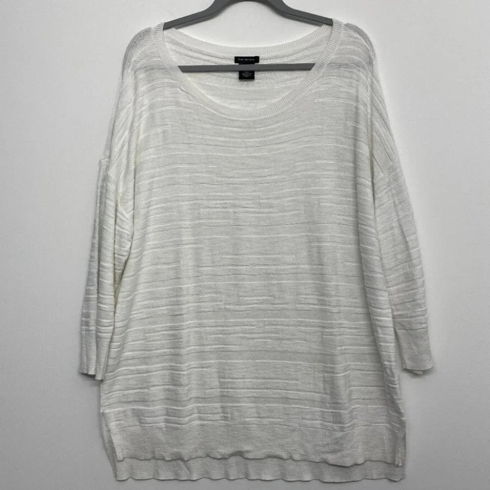 Calvin Klein White XXL Knit Sweater Scoop Neck‎